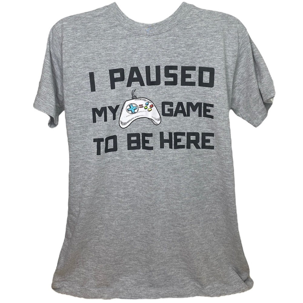 BROOKLYN VERTICAL YXL Gray I Paused My Game To Be Here Video Gamer Controler